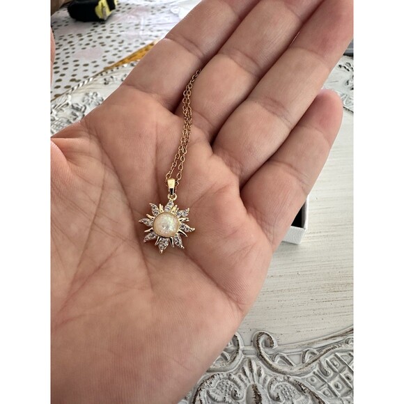 Dainty Faux Opal Pendant Necklace October Birthstone Birthday Gift Jewelry - Picture 7 of 11